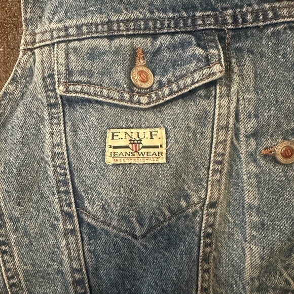 ENUF Vintage 90s E.N.U.F. Sunflowers & American Flag Denim Vest Size M Rare Find - Picture 4 of 4